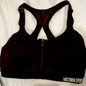 Victoria sport zip front black sports bra size small